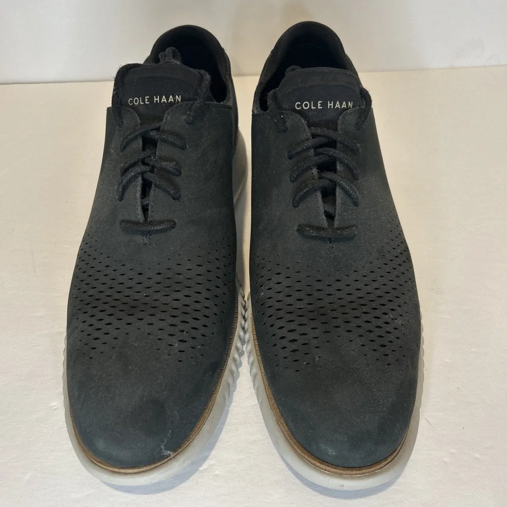 Cole Haan 2.Zerogrand Lined Laser Wingtip Oxford Men 12 Black Nubuck C23807